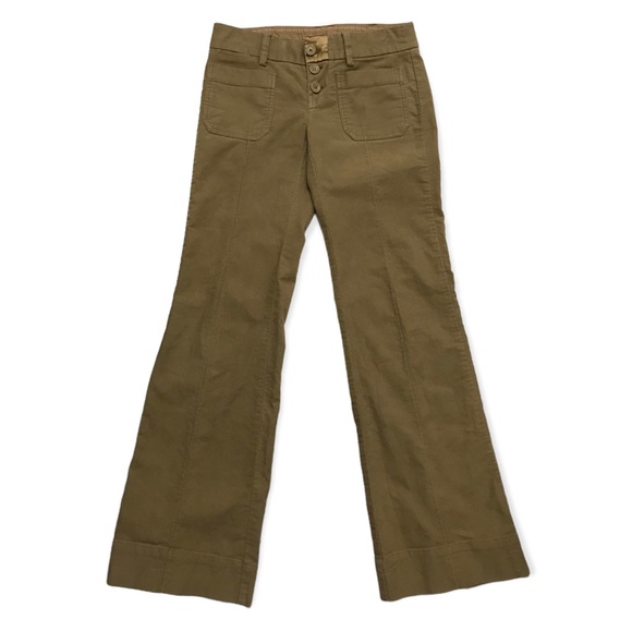 American Eagle Flare Pants, Khaki Low Rise Boho 70s Hippie Y2K Cotton Size 2